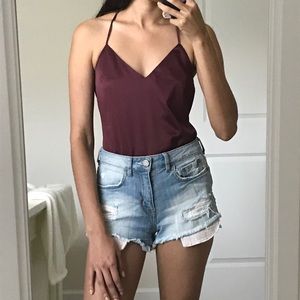 Satin maroon tank top
